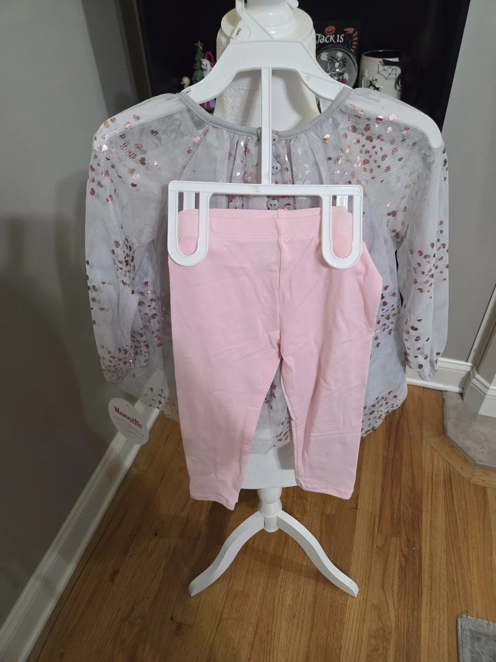 Nannette Set With White Top with Rose Gold Sequin Accents Matching Pants
